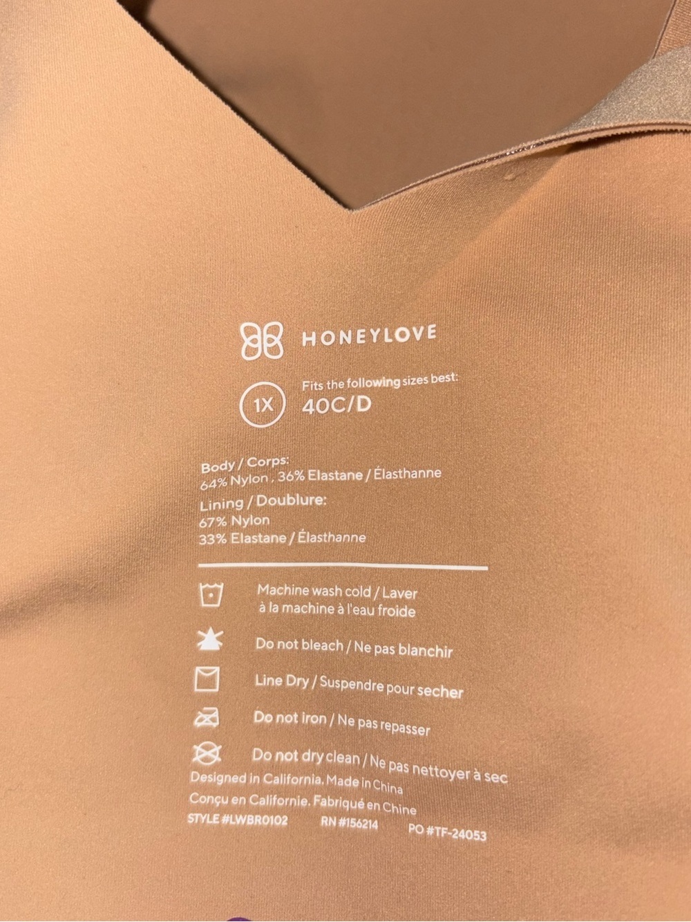 Honeylove SoftForm Wireless Bra Nude 1X Fits 40C/D Seamless Smoothing - Picture 4 of 4